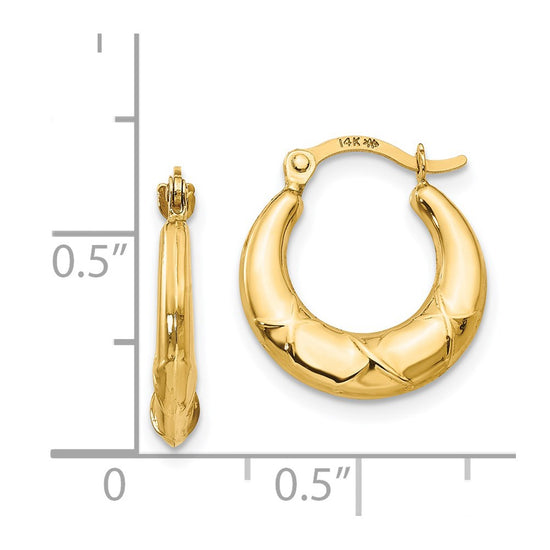 14k Madi K 3x14mm Hollow X Hoop Earrings