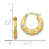 14K and White Rhodium Madi K 3x15mm Diamond-cut Hoop Earrings