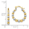 14K and White Rhodium Madi K 2x16mm Beaded Hoop Earrings