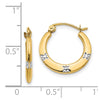 14K and White Rhodium Madi K 3x17mm Diamond-cut Flowers Hollow Hoop Earrings