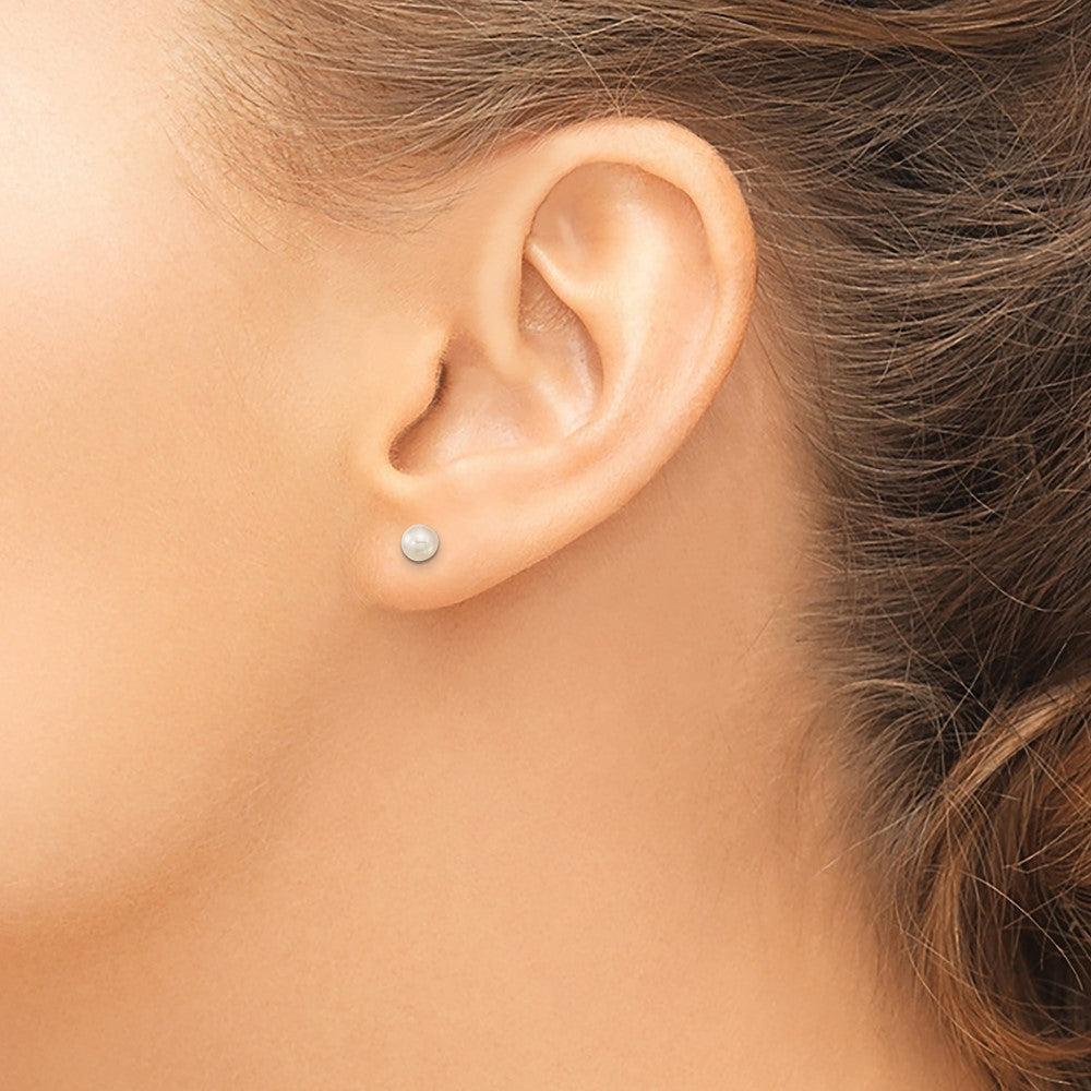 14k Madi K 4mm Ball / 4mm CZ / 3-4mm White Round Freshwater Cultured Pearl 3-Pair Post Earring Set