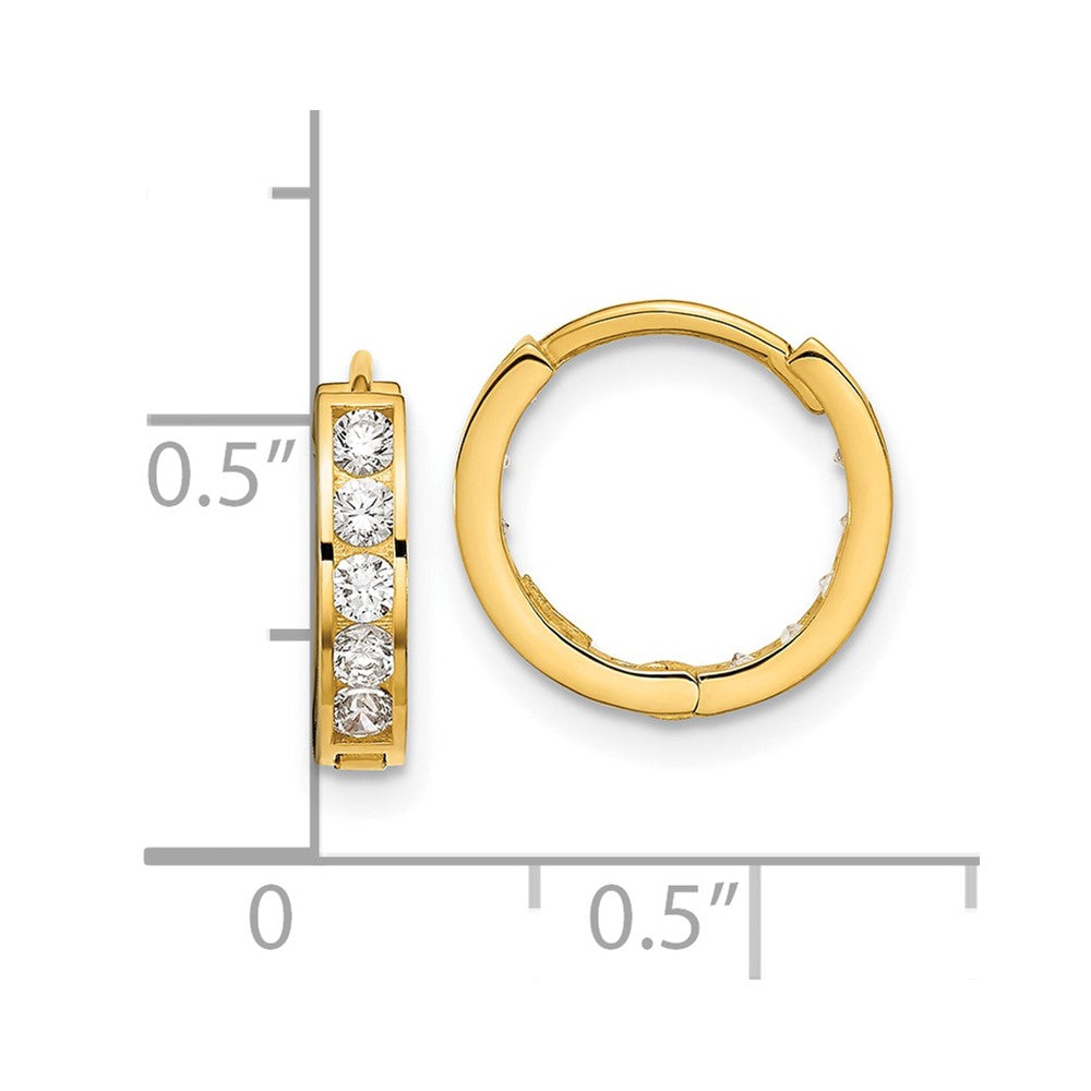 14k Madi K Round/Square CZ Reversible 2.5x12mm Hinged Hoop Earrings