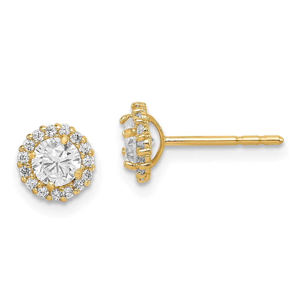 14k Madi K 4mm CZ Halo Post Earrings