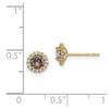 14k Madi K 4mm Round Mystic and Clear CZ Halo Post Earrings