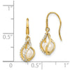 14k 4-5mm White Round Freshwater Cultured Pearl and CZ Cage Shepherd Hook Dangle Earrings