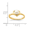 14K Madi K 4-5mm White Button Freshwater Cultured Pearl Heart Size 4 Baby / Childrens Ring