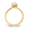14K Madi K 4-5mm White Button Freshwater Cultured Pearl Flower Size 4 Baby / Childrens Ring