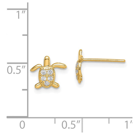 14k Madi K CZ Turtle Childrens Post Earrings