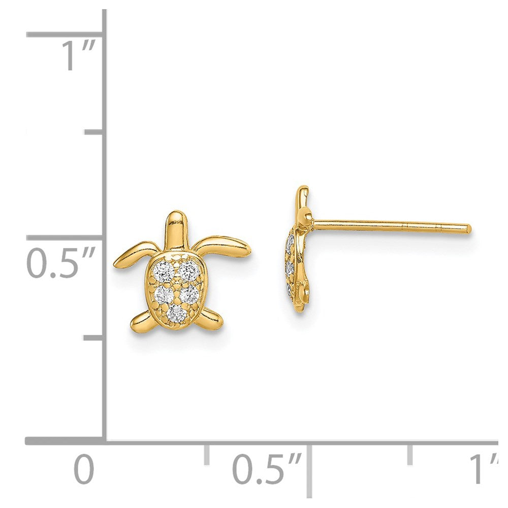 14k Madi K CZ Turtle Childrens Post Earrings