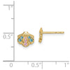 14k Madi K Blue and Pink CZ Seashell Childrens Post Earrings