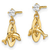 14k Madi K CZ Oval with Dolphin Dangle Post Earrings