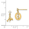 14k Madi K CZ Oval with Dolphin Dangle Post Earrings
