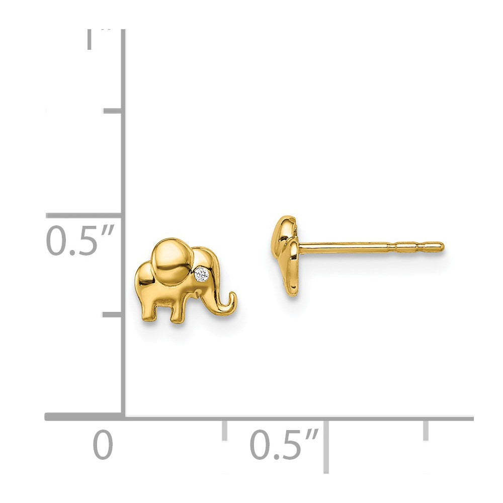 14k Madi K CZ Accent Elephant Childrens Post Earrings