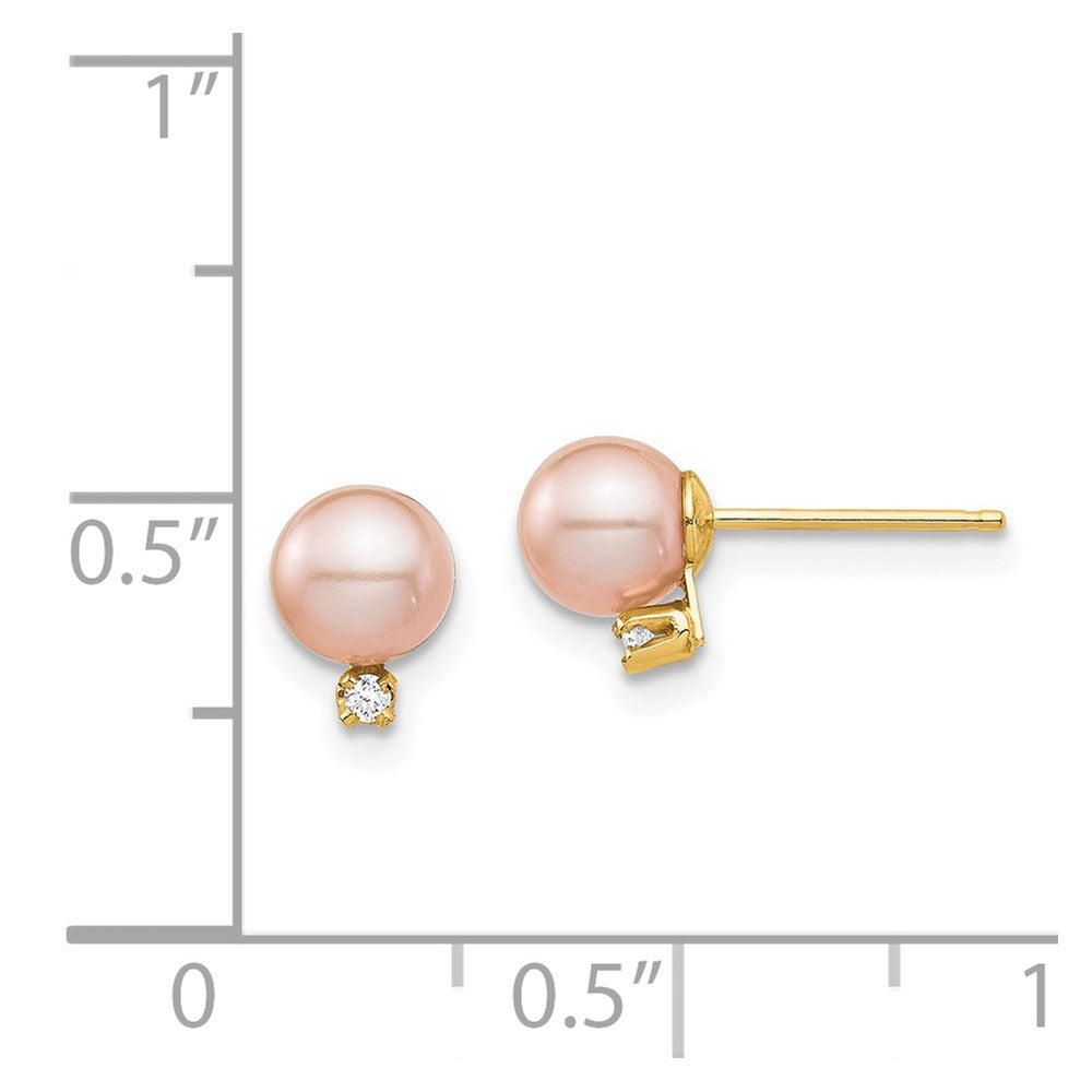 Madi K® Round FW Cultured Pearl with .02ct Diamond Post Earrings
