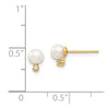 14k Madi K 4-5mm White Round Freshwater Cultured Pearl and CZ Post Earrings with Silicone Backs