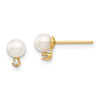 14k Madi K 4-5mm White Round Freshwater Cultured Pearl and CZ Post Earrings with Silicone Backs