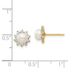 14k Madi K 5-6mm White Button Freshwater Cultured Pearl and CZ Post Earrings with Silicone Backs
