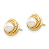 14k Madi K 4-5mm White Button Freshwater Cultured Pearl Love Knot Post Earrings with Silicone Backs