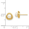 14k Madi K 4-5mm White Button Freshwater Cultured Pearl Love Knot Post Earrings with Silicone Backs