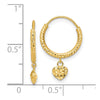 14K Madi K Diamond-cut Heart Hoop Childrens Earrings