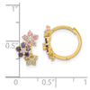 14K Madi K Flower Multicolor CZ Childrens Hinged Hoop Earrings