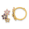 14K Madi K Flower Multicolor CZ Childrens Hinged Hoop Earrings
