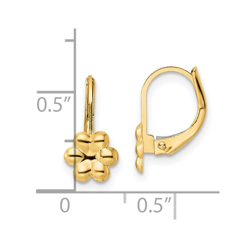 14K Madi K Polished Flower Childrens Leverback Earrings
