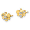 14K and White Rhodium Madi K Polished CZ Bee Childrens Post Earrings