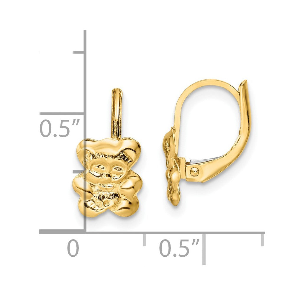 14K Madi K Polished Teddy Bear Childrens Leverback Earrings