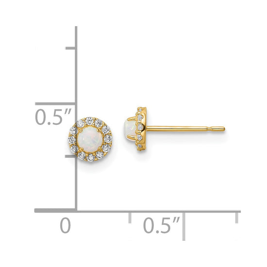 14k Madi K CZ And Lab Created Opal Post Earrings