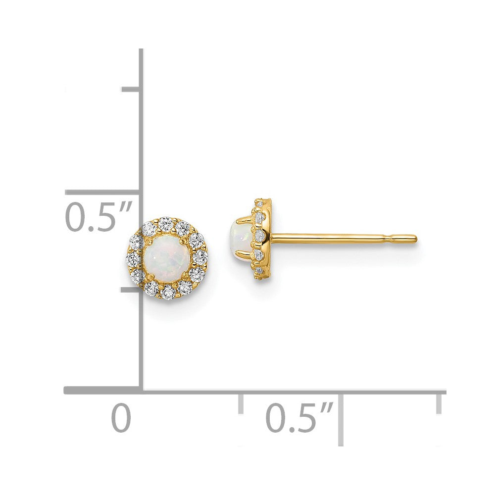 14k Madi K CZ And Lab Created Opal Post Earrings