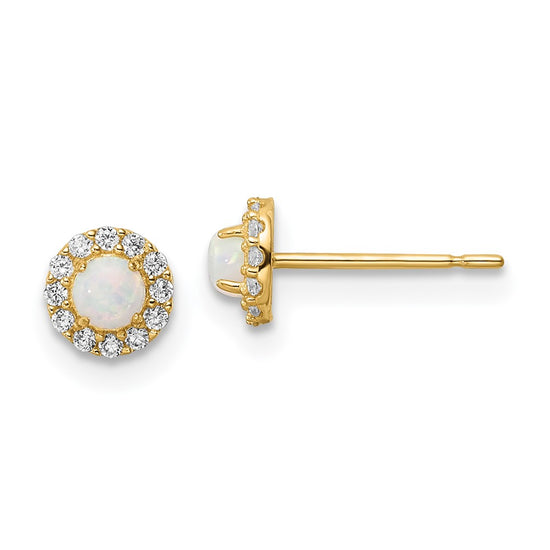 14k Madi K CZ And Lab Created Opal Post Earrings
