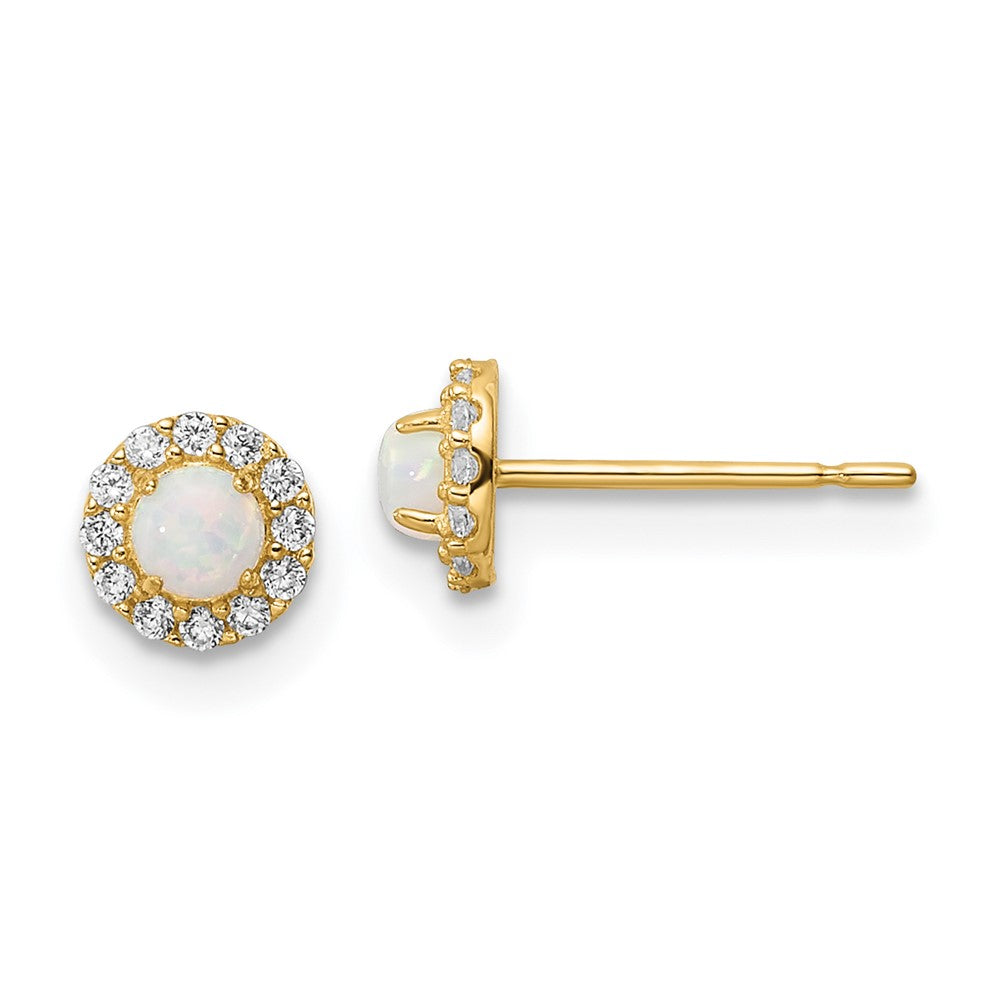 14k Madi K CZ And Lab Created Opal Post Earrings