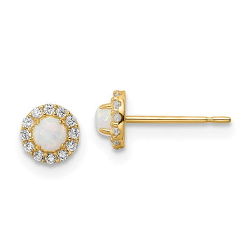 14k Madi K CZ And Lab Created Opal Post Earrings