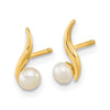 14K Madi K Polished 3-4mm White Button Freshwater Cultured Pearl Post Earrings
