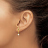 14K Madi K Polished 3-4mm White Near Round Freshwater Cultured Pearl Drop Post Earrings