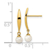 14K Madi K Polished 3-4mm White Near Round Freshwater Cultured Pearl Drop Post Earrings