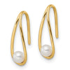 14k Madi K 4-5mm White Round Freshwater Cultured Pearl Teardrop French Wire Earrings