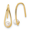 14k Madi K 4-5mm White Round Freshwater Cultured Pearl Teardrop French Wire Earrings