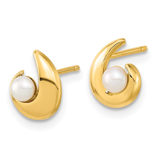 14K Madi K Polished 3-3.5mm Button Freshwater Cultured Pearl Post Earrings