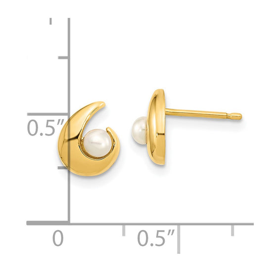 14K Madi K Polished 3-3.5mm Button Freshwater Cultured Pearl Post Earrings