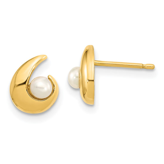 14K Madi K Polished 3-3.5mm Button Freshwater Cultured Pearl Post Earrings