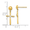 14k Madi K Polished CZ Cross Dangle Childrens Post Earrings