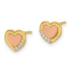 14k Madi K Two-tone Polished CZ 7.00mm Heart Childrens Post Earrings