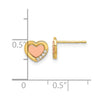 14k Madi K Two-tone Polished CZ 7.00mm Heart Childrens Post Earrings