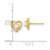 14k Madi K Polished Created Opal and CZ 7.5mm Heart Childrens Post Earrings