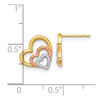14k with Rose and White Rhodium Madi K Polished Hearts Childrens Post Earrings