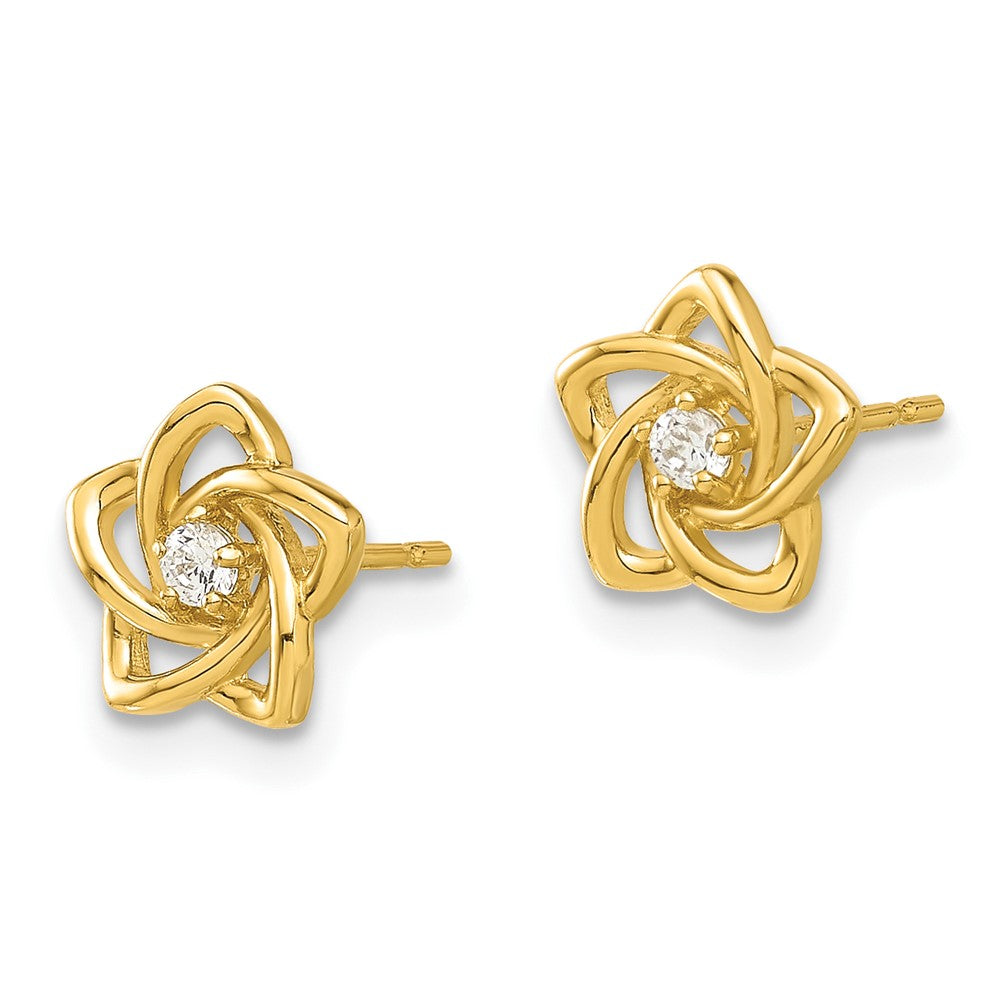 14k Madi K Polished CZ Flower Childrens Post Earrings