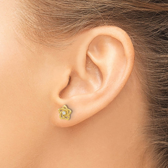 14k Madi K Polished CZ Flower Childrens Post Earrings