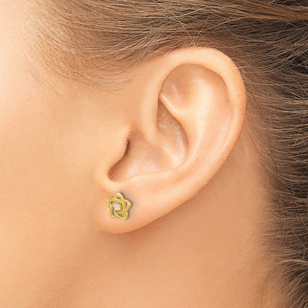 14k Madi K Polished CZ Flower Childrens Post Earrings